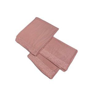3 Pc Full Size Sheets Set Bedding Pillowcases Shams Pink Embroidered Microfiber